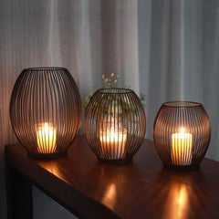 Grated Round Iron Candle Holder